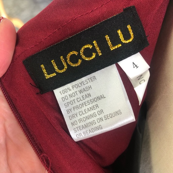 Burgundy, High Neck, High Slit Prom Dress fitted - Picture 7 of 8